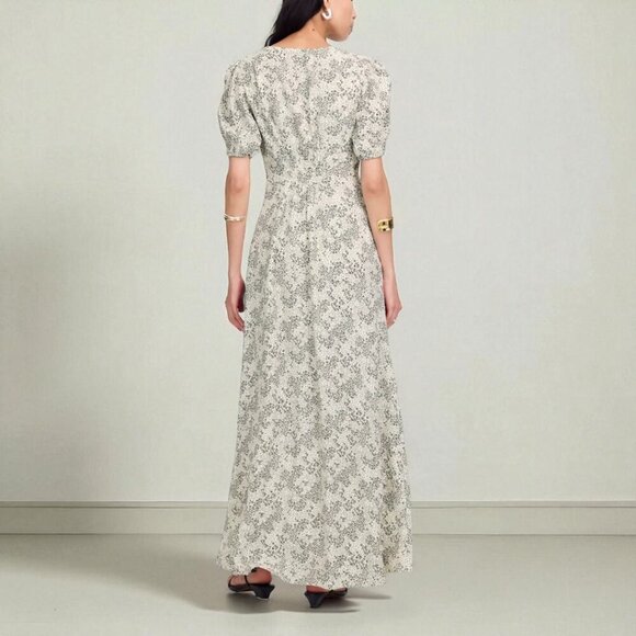 Madewell Puff-Sleeve V-Neck Midi Dress in Floral Size 4 - Picture 3 of 12